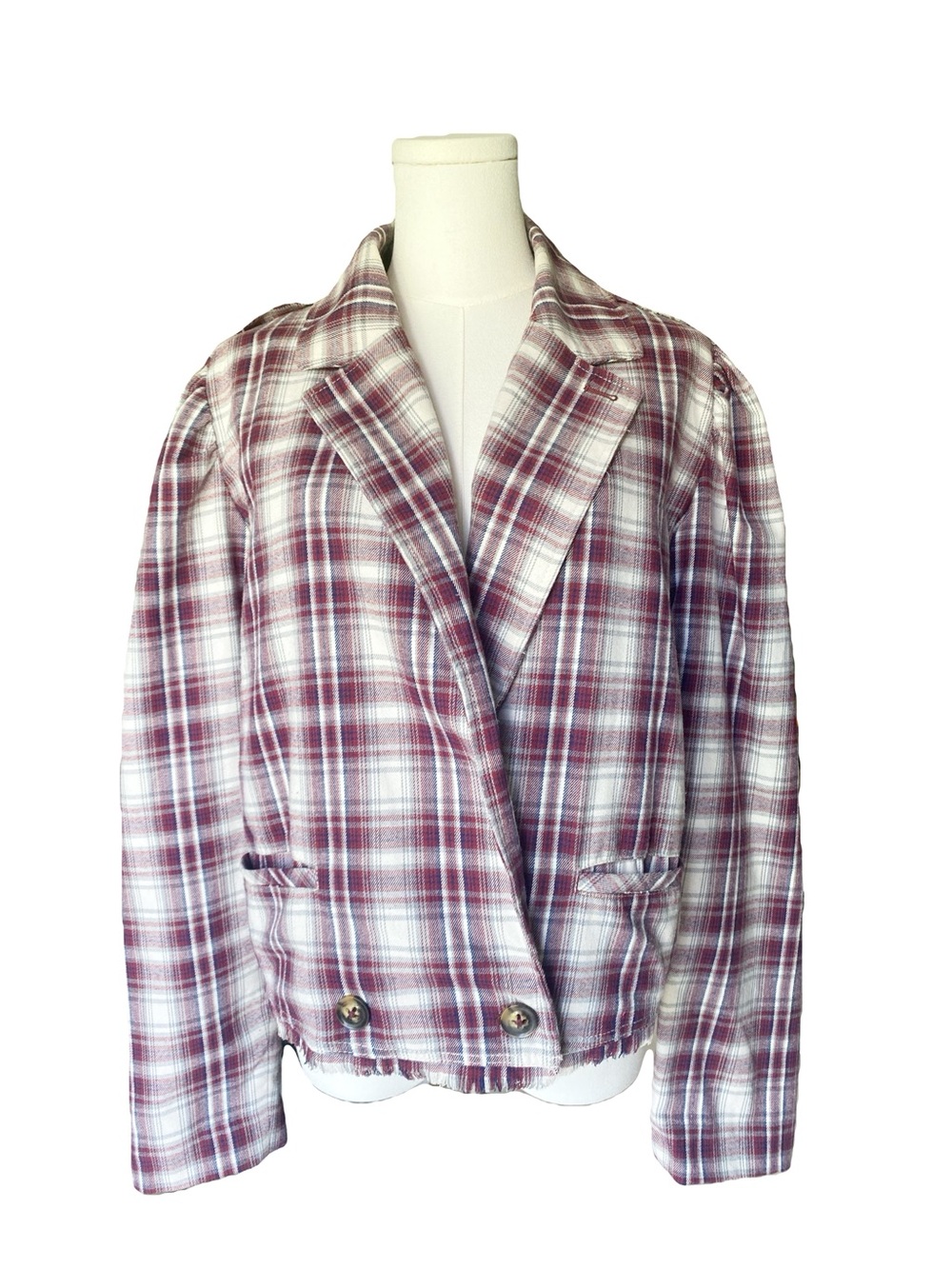Free People Plaid Blazer